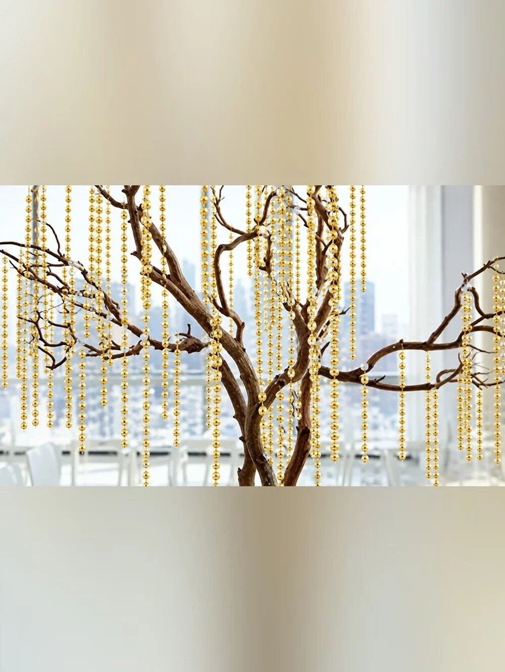 Gold Garland Christmas Beaded Ornaments Holiday Tree Decor